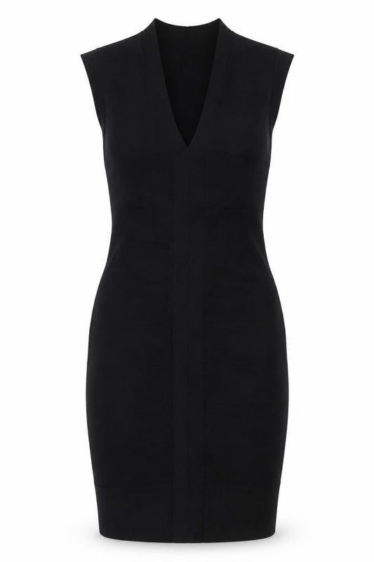 Phase Eight Women Black UK 12 Sleeveless V-Neck Knee Length Sheath Dress