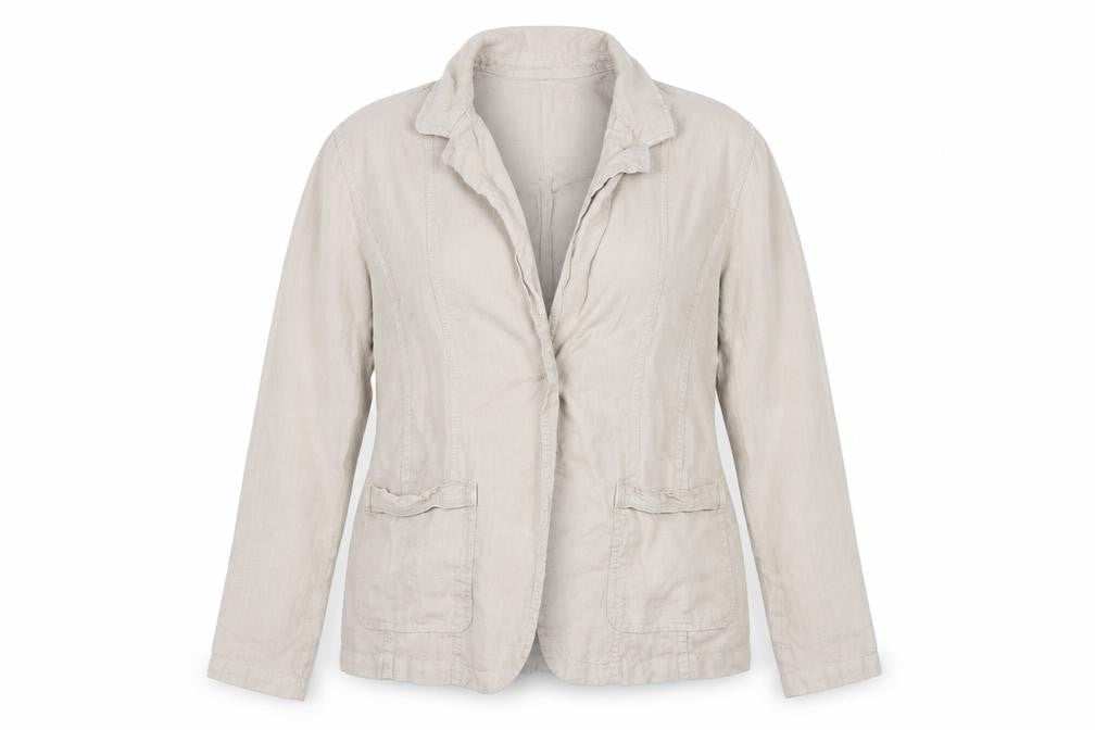 Per Una Women Beige UK 18 Linen Open Front Lightweight Suit Jacket