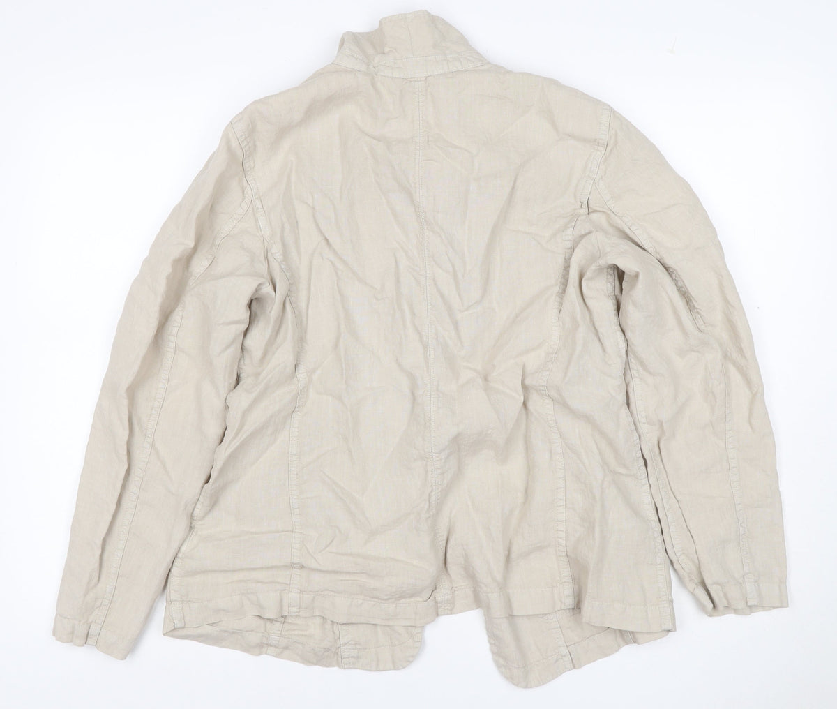 Per Una Women Beige UK 18 Linen Open Front Lightweight Suit Jacket