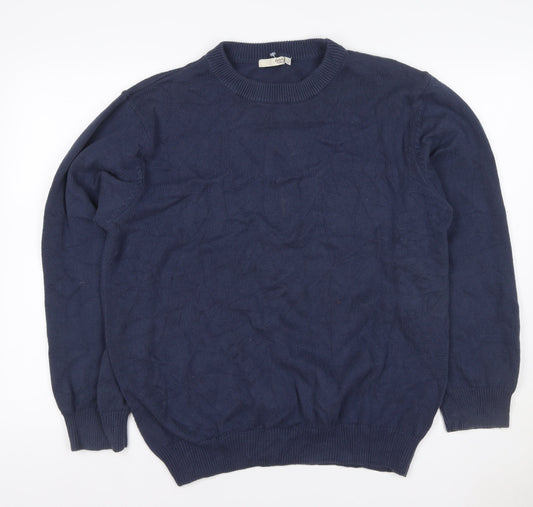 Cotton Traders Men's Blue L Cable Knit Crew Neck Cotton Jumper