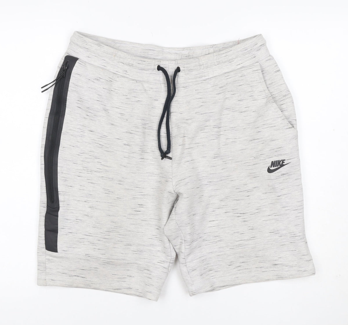 Nike Women’s Grey Marl Sweat Shorts Size L Drawstring Zip Pocket