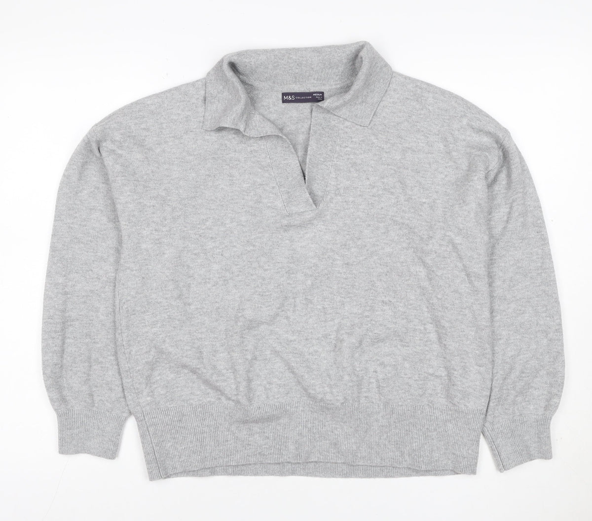 Marks & Spencer Women Grey M Roll Neck Knit Pullover Jumper