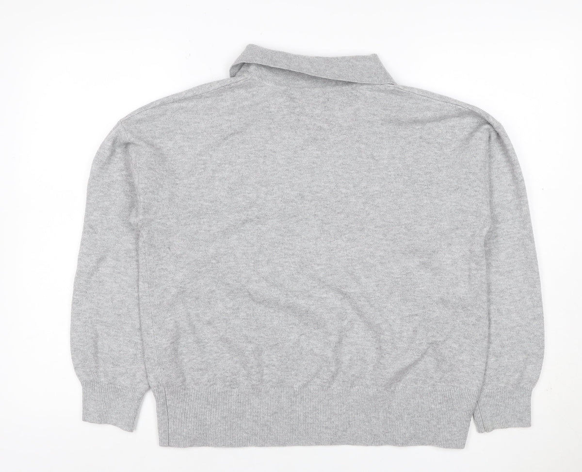 Marks & Spencer Women Grey M Roll Neck Knit Pullover Jumper