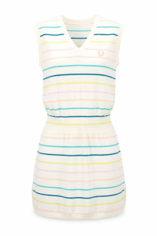 Fred Perry Women Multicoloured UK 8 Striped V-Neck Jumper Dress