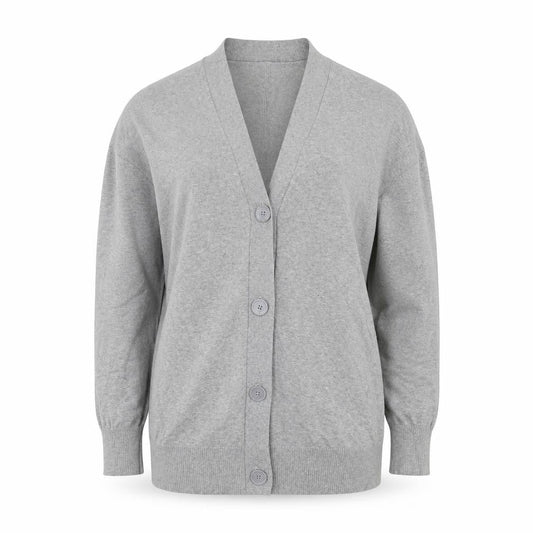 Marks & Spencer Women Grey S V-Neck Long Sleeve Button Cardigan