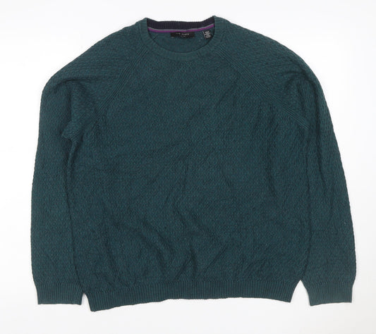 Ted Baker Men's Green L Textured Knit Crew Neck Pullover Jumper