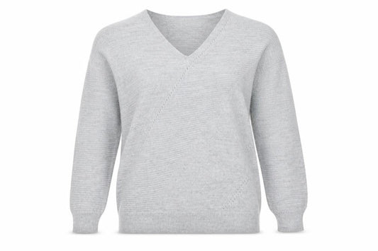 Topshop Women Grey S V-Neck Oversized Knit Pullover Jumper