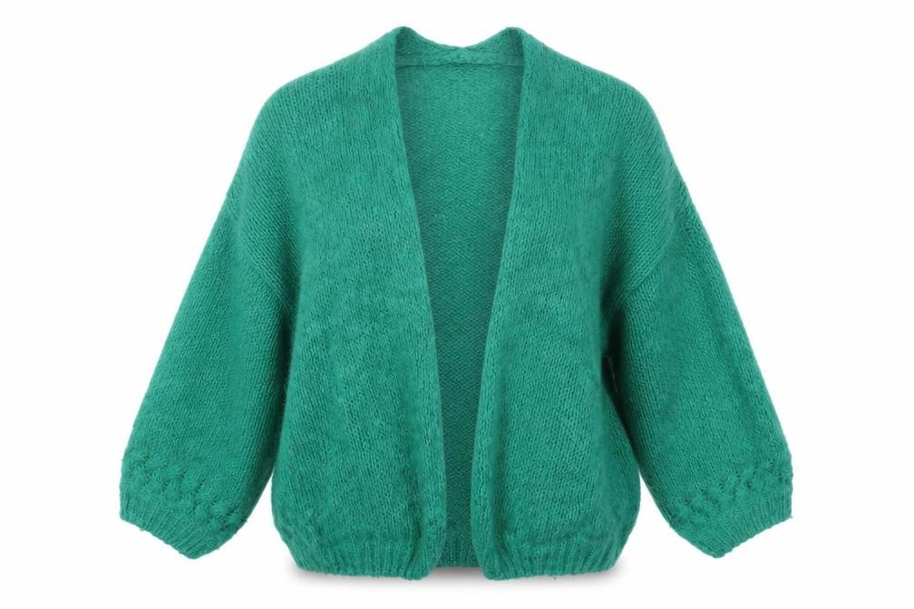 Grace & Mila Women Green S/M Open Knit Cardigan Long Sleeve