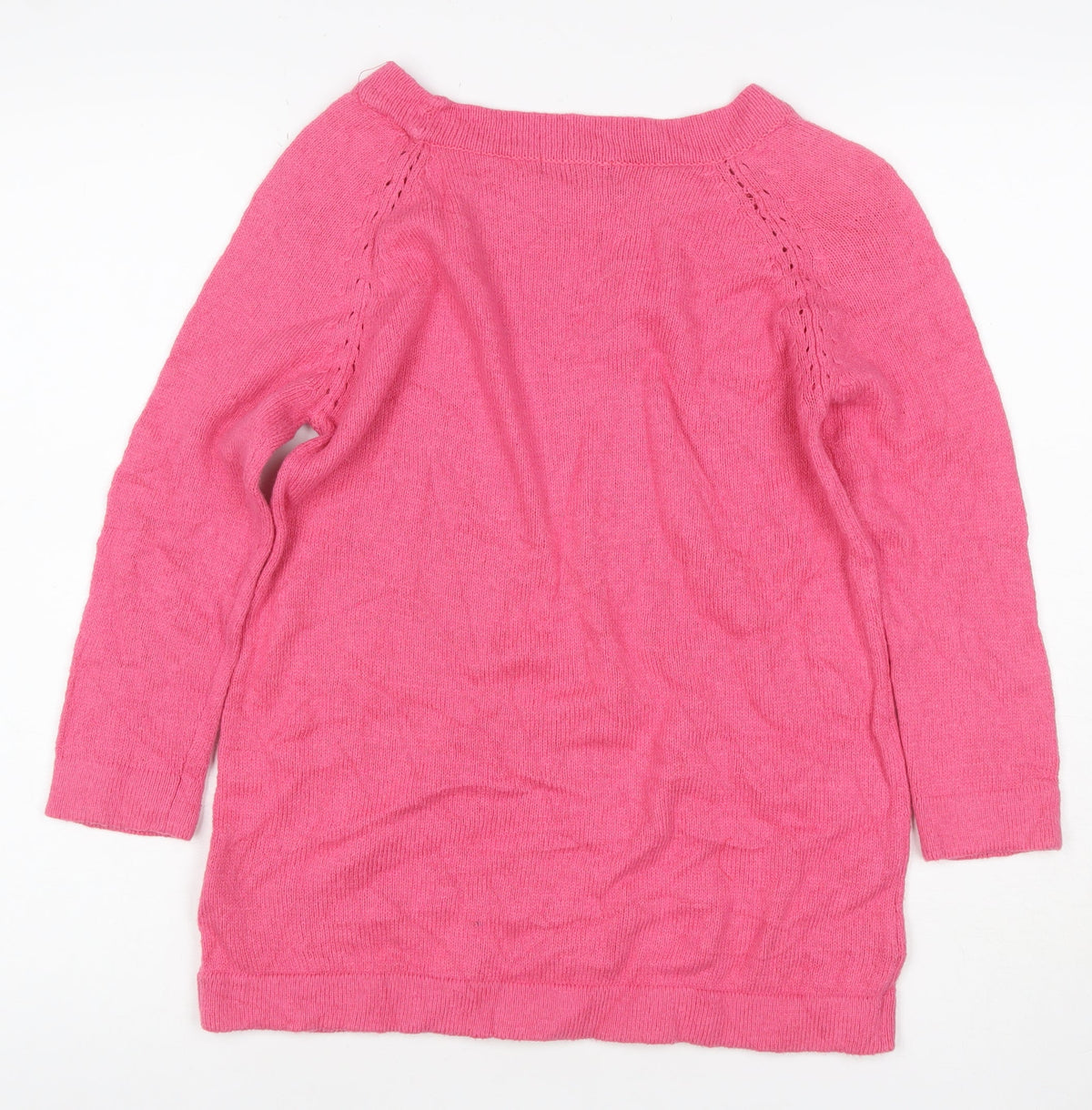 M&Co Women’s Pink Size 10 Cotton Blend Raglan Crew Neck Jumper