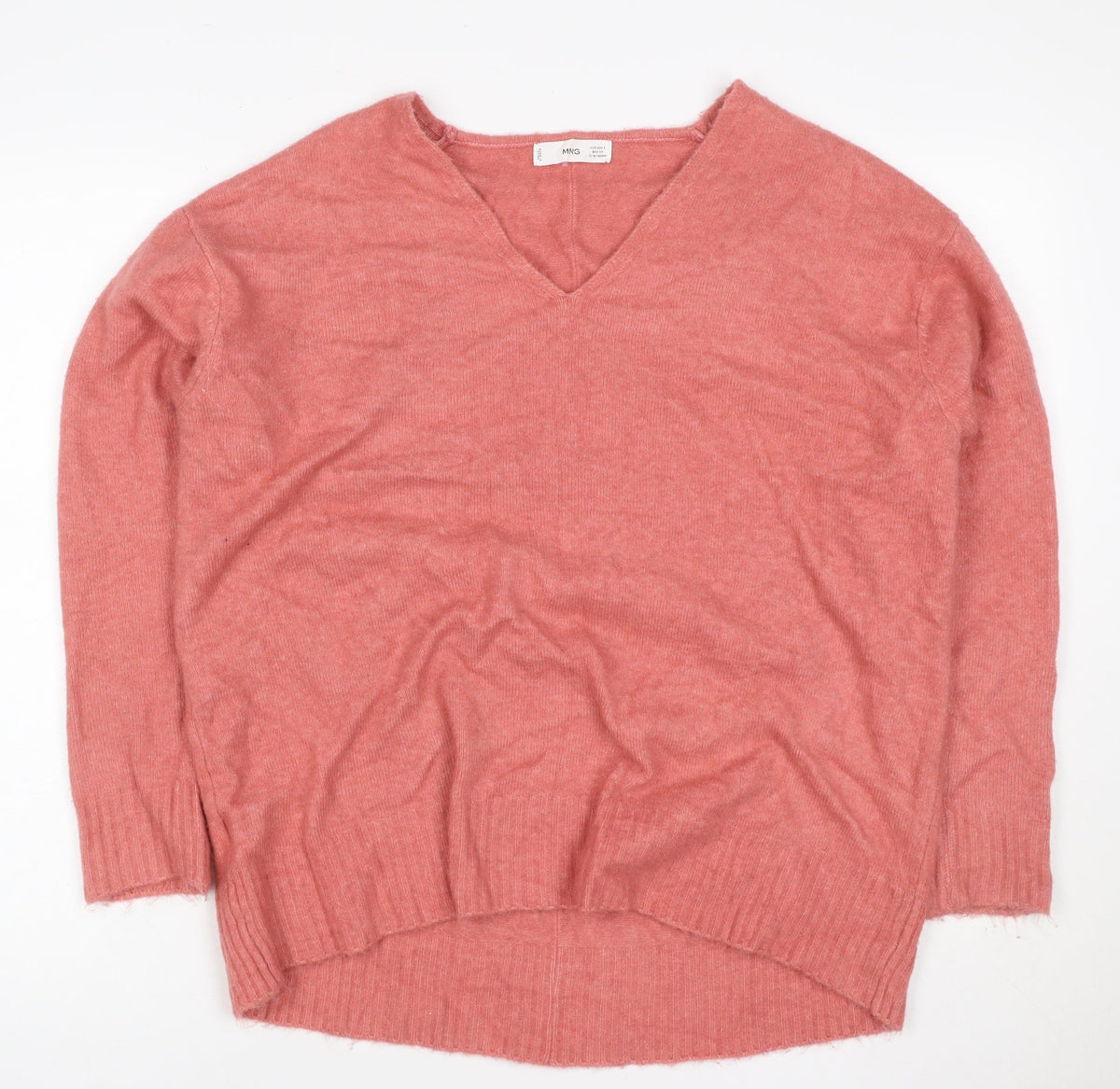 Mango Women’s Pink Size S V-Neck Long Sleeve Knit Pullover Jumper