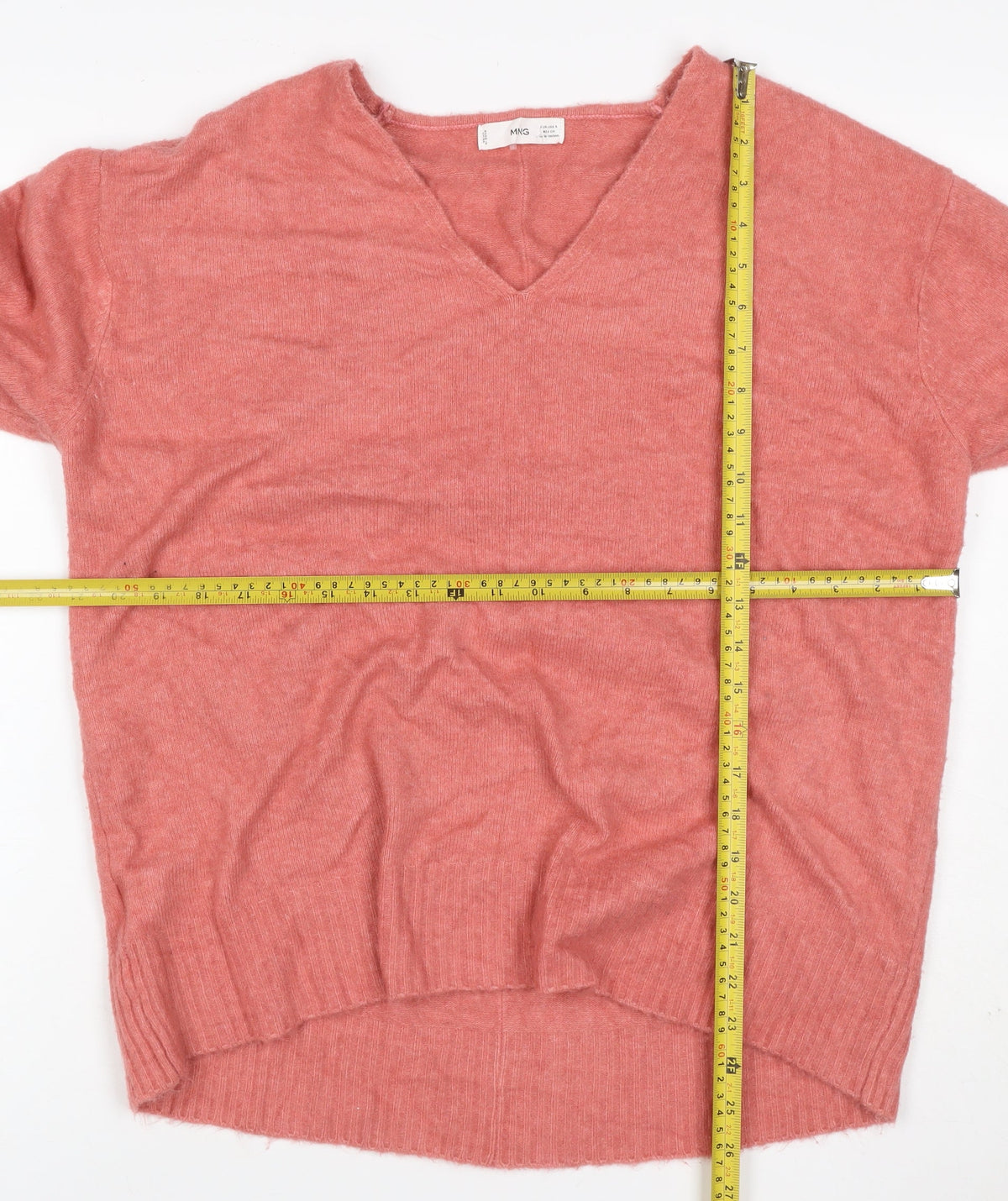 Mango Women’s Pink Size S V-Neck Long Sleeve Knit Pullover Jumper
