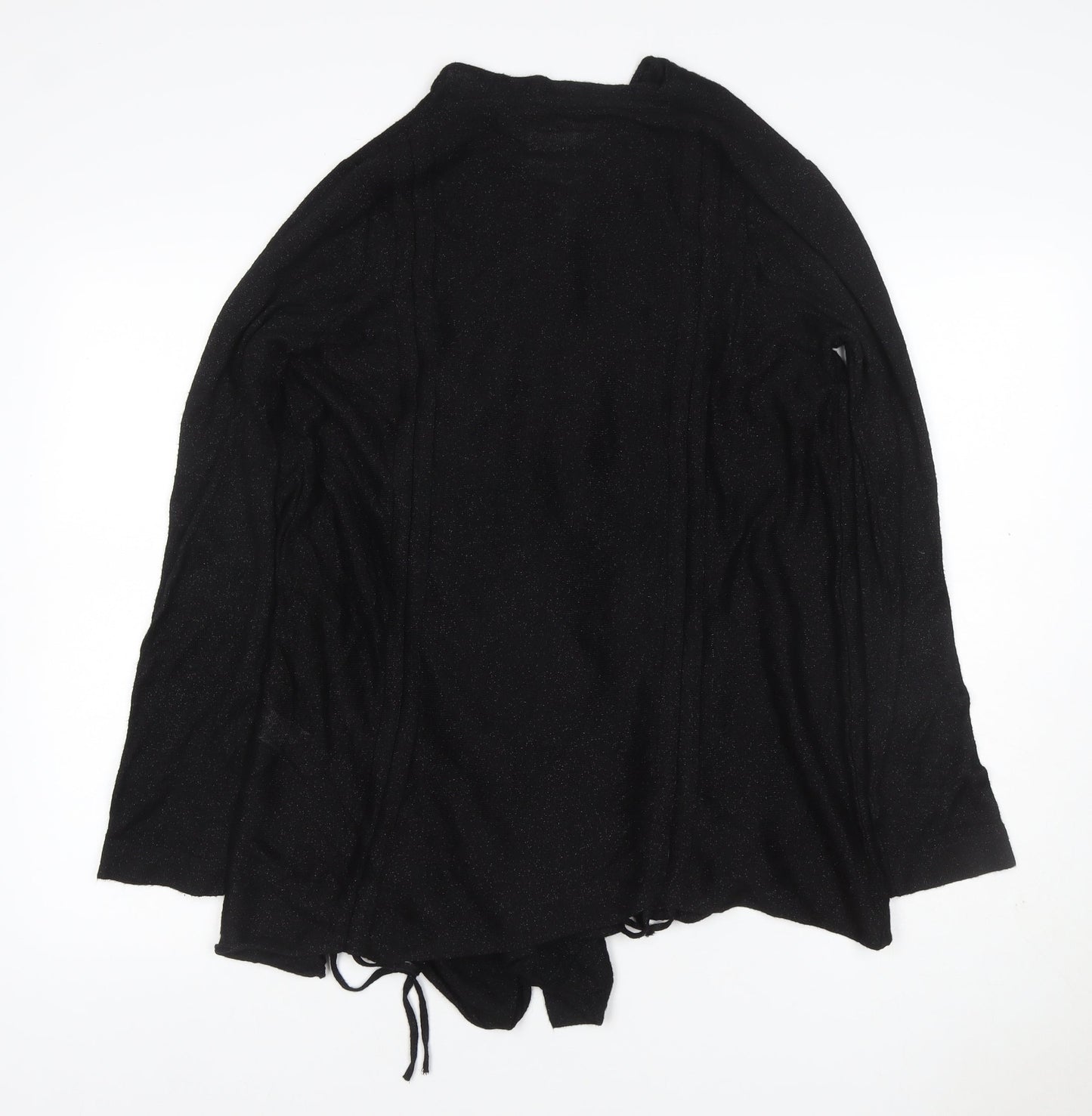 Marks & Spencer Women Black UK 14 Open Knit Draped Cardigan