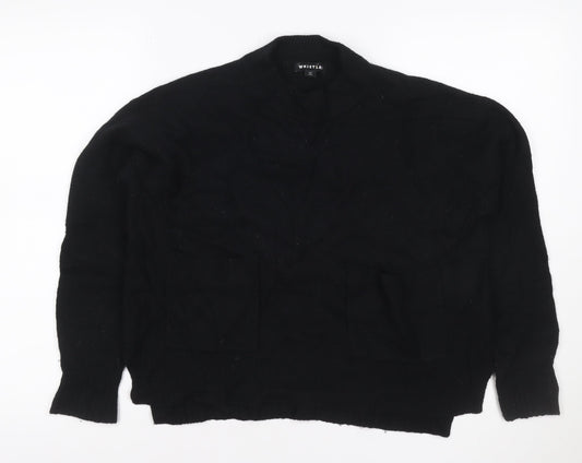 Whistles Women Black S Merino Wool High Neck Pocket Pullover Jumper