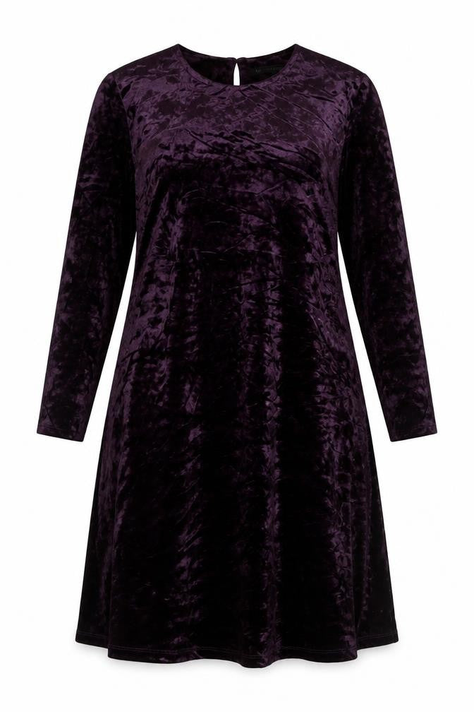 Marks & Spencer Women Purple UK 16 Velvet A-Line Knee Length Party Dress