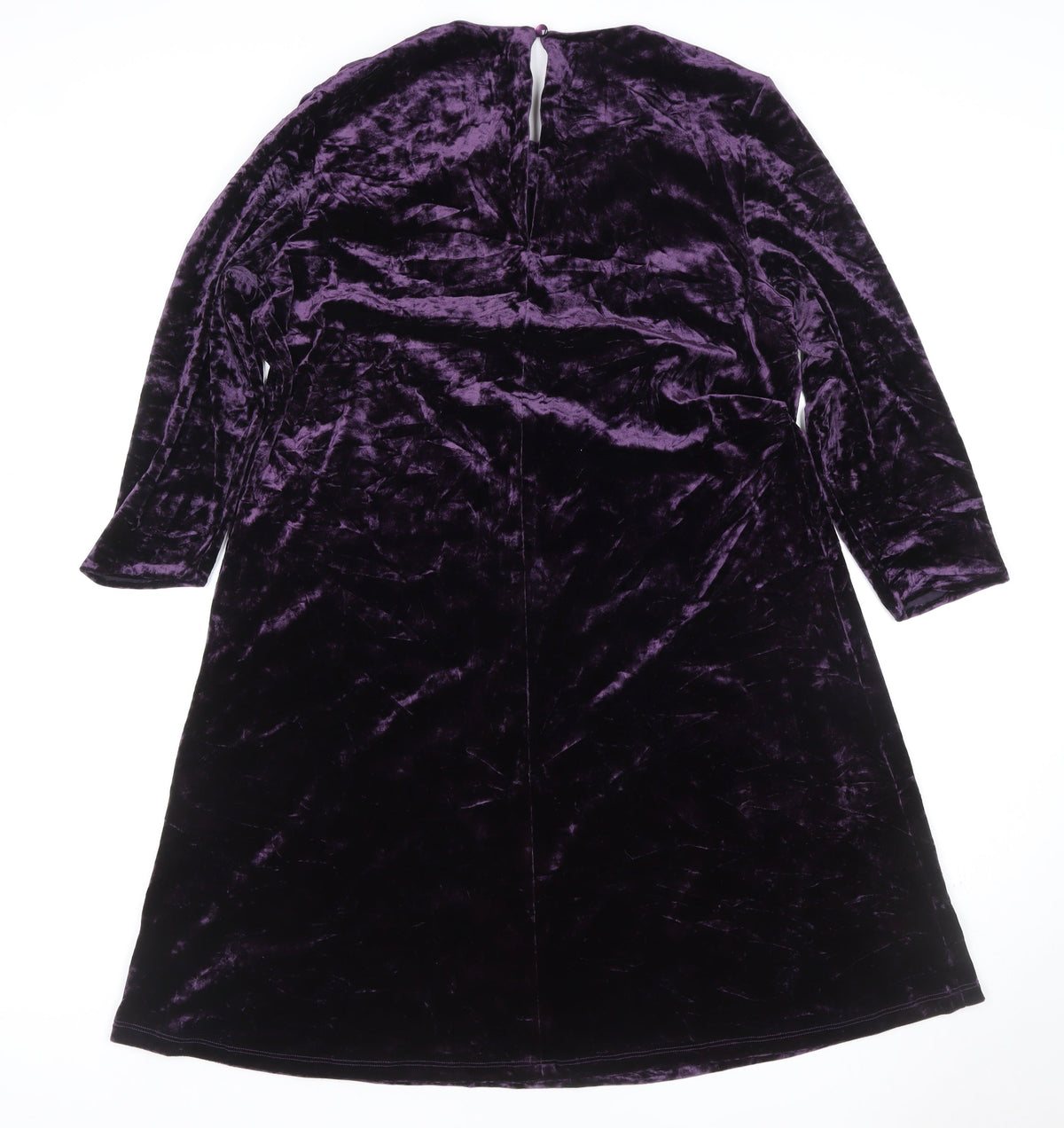 Marks & Spencer Women Purple UK 16 Velvet A-Line Knee Length Party Dress