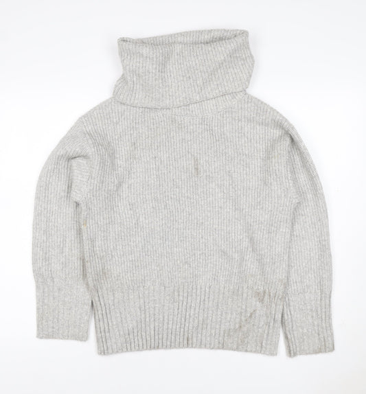 Marks & Spencer Women Grey XS Roll Neck Knit Pullover Jumper
