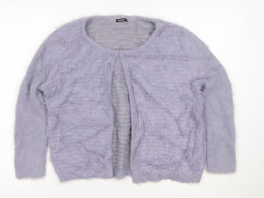 Roman Women Purple Size 16 Soft Fluffy Open Knit Cardigan