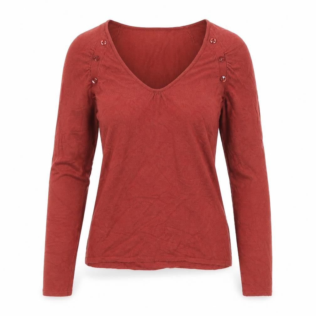 Front view of Principles Women Red UK 10 Cashmere Blend Scoop Neck Button Knit Jumper