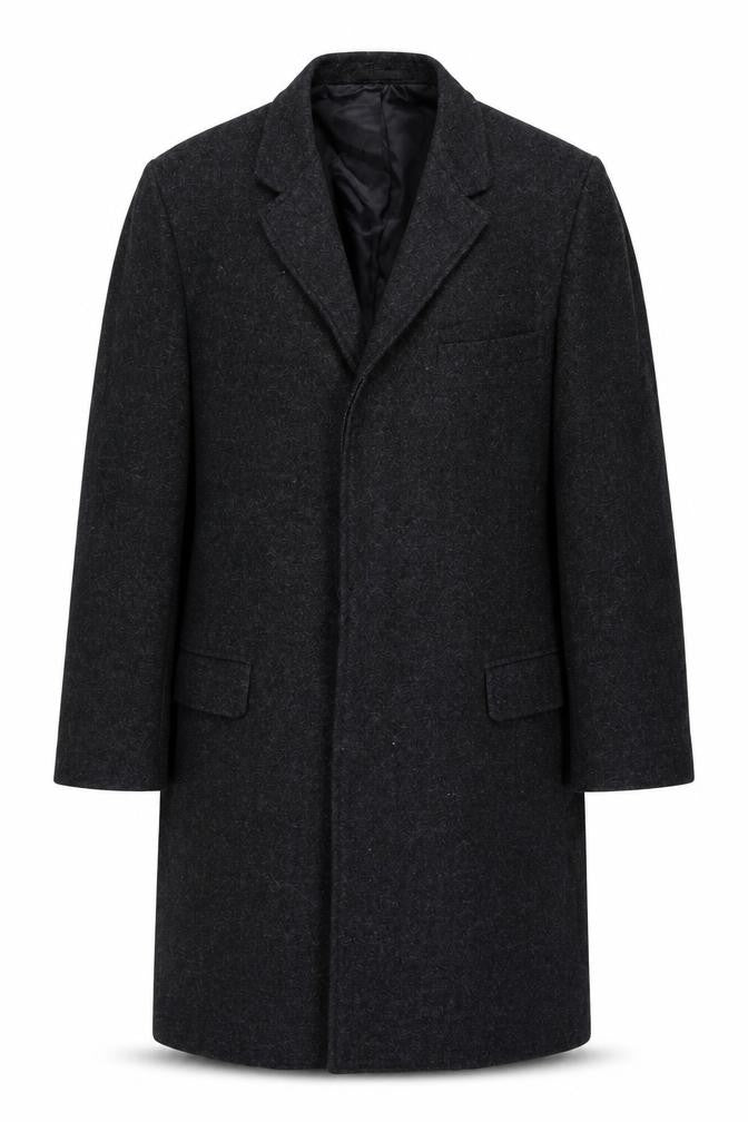 Imported Tailor Scott Thomas Men’s 42 Chest Grey Long Herringbone Overcoat