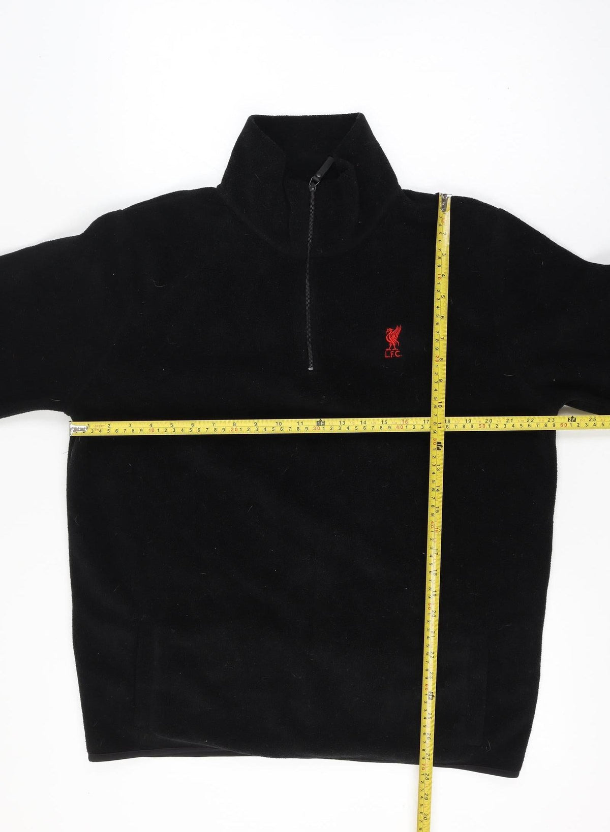 Back view of Liverpool FC Men’s XL Black 1/4 Zip Fleece Sweatshirt