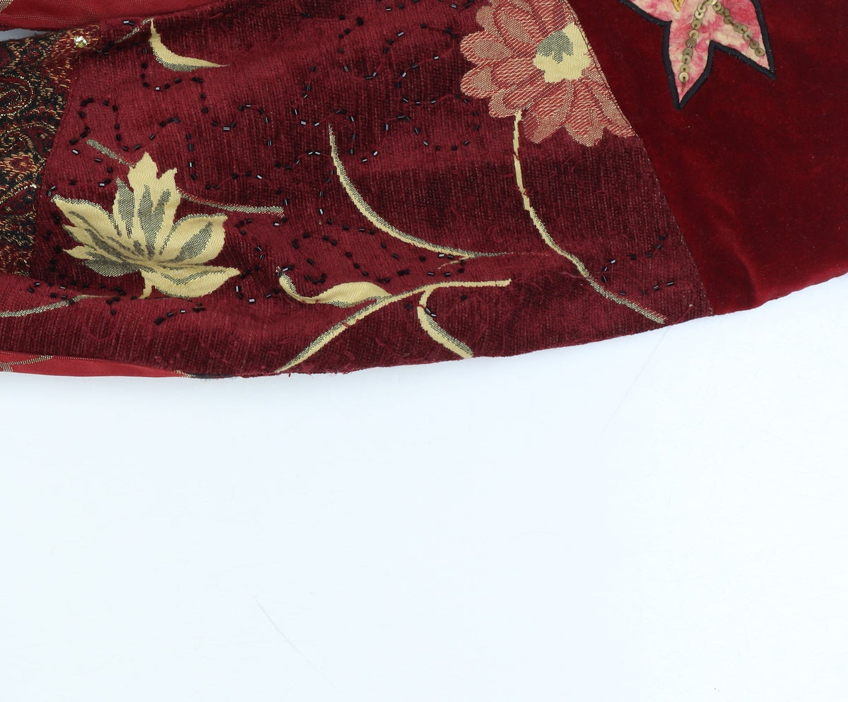 Indigo Moon XXL Women’s Red Floral Beaded Patchwork Kimono Jacket