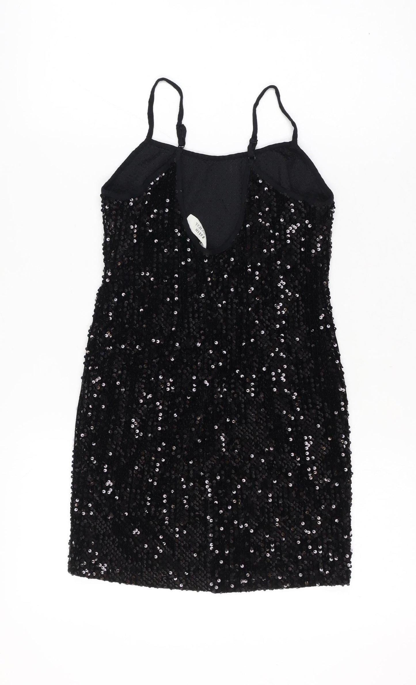 Urban Renewal Women Size 8 Black Sequin Bodycon Knee Dress Adjustable Straps