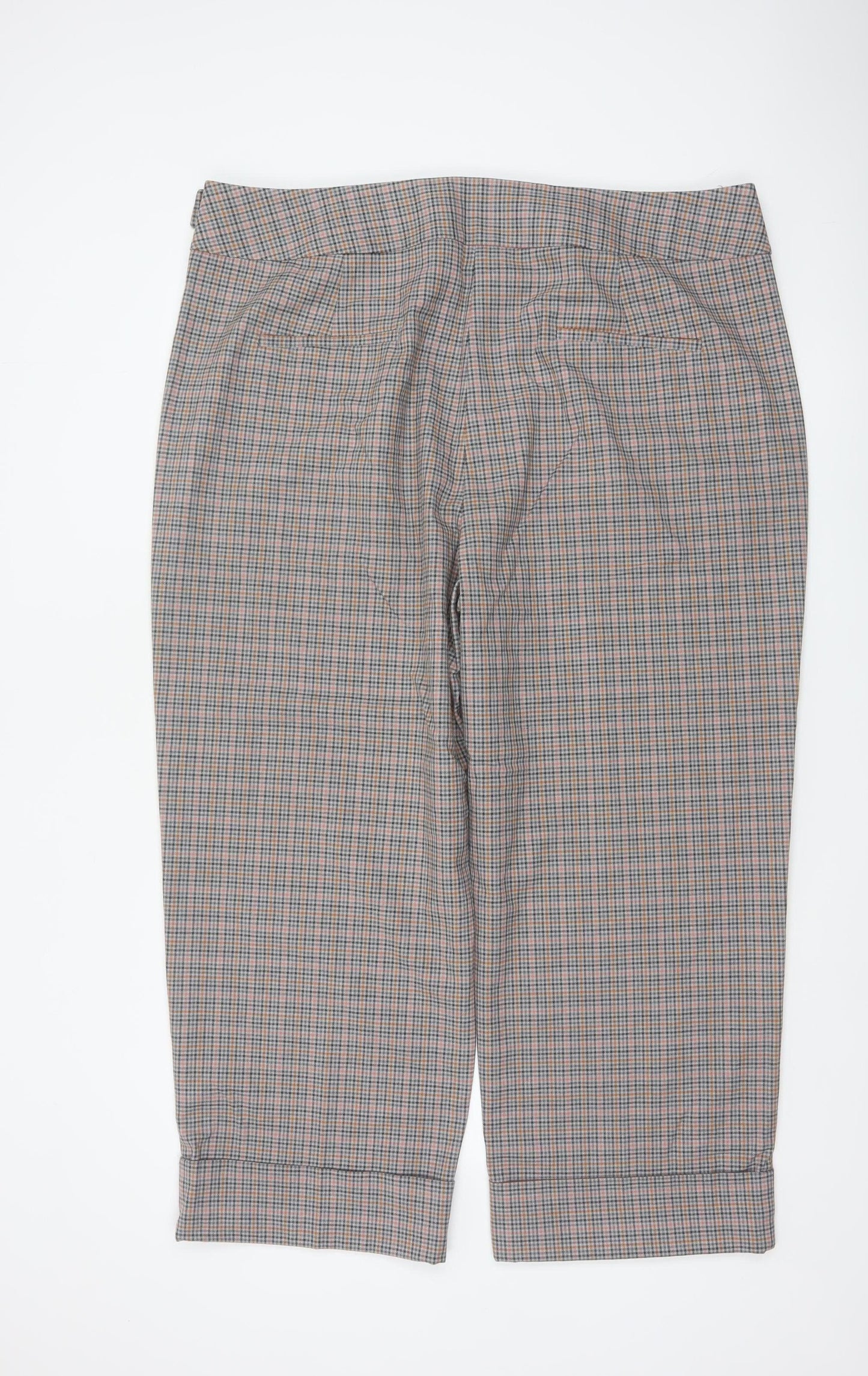 Marks and Spencer Women Multicoloured UK 22 Check Belted Ankle Trousers
