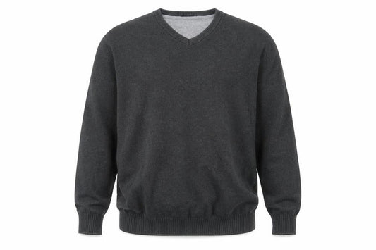 Front view of Maine New England Men Black 2XL V-Neck Cotton Knit jumper