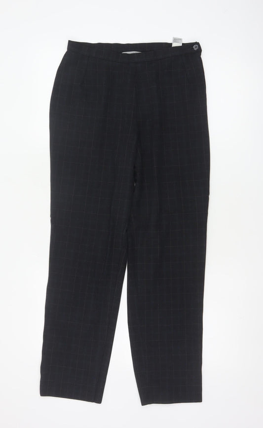 Marks & Spencer Women Black Check Tapered Dress Trousers UK 12