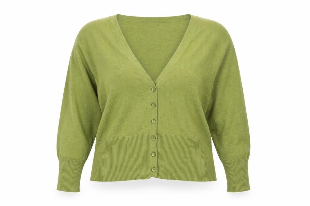 Next Women Green Wool Blend V-Neck Button Cardigan UK 18
