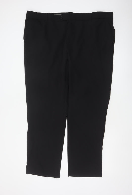 Farah Men’s Black 46W 31L Stretch Flat Front Dress Trousers