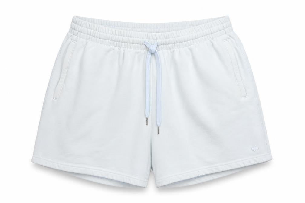 Front view of Adidas Women White XL Organic Cotton Sweat Shorts Drawstring Logo