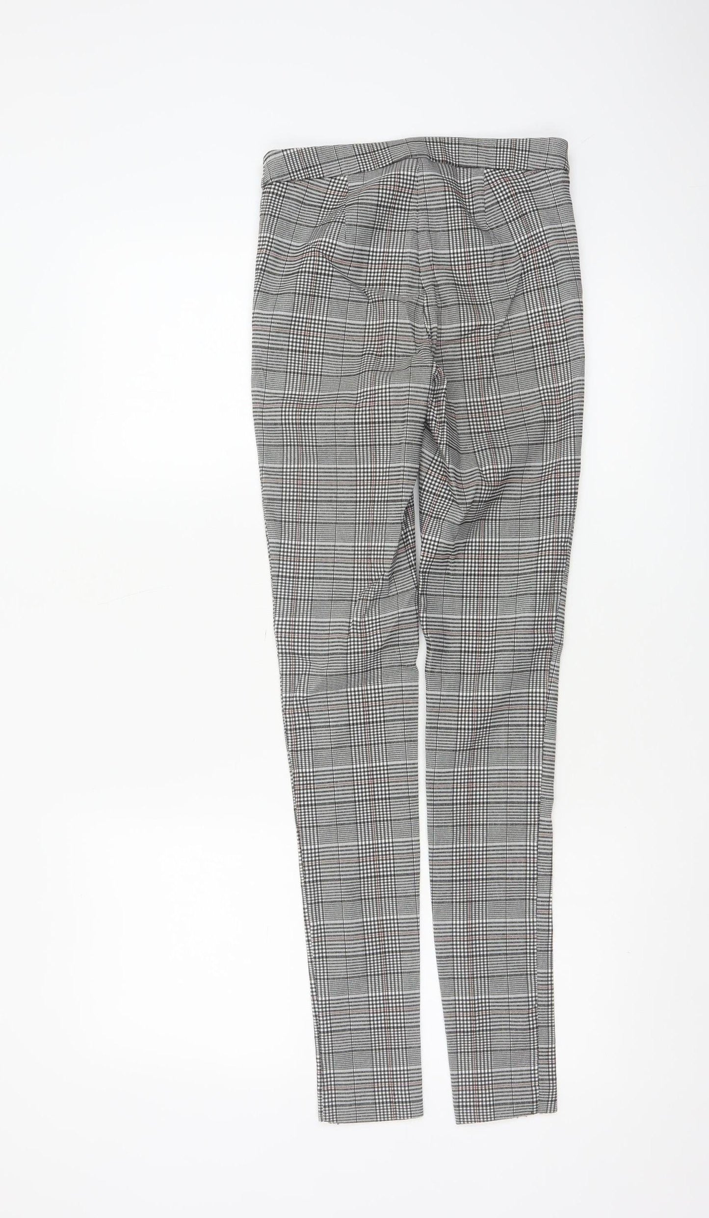 New Look Women’s Grey Check Skinny Trousers UK 6 Zip Pocket Workwear