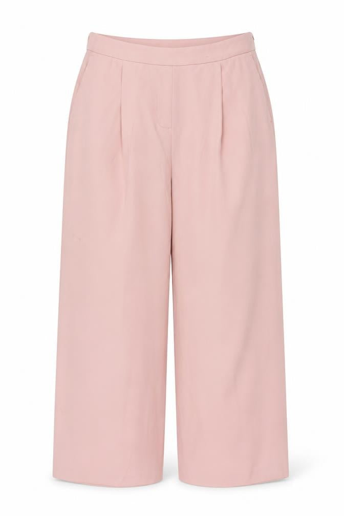 M&S Women Pink UK 18 Wide Leg Formal Dress Trousers Pockets