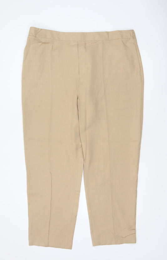 Marks and Spencer Women's Beige UK 22 Regular Tapered Tailored Trousers