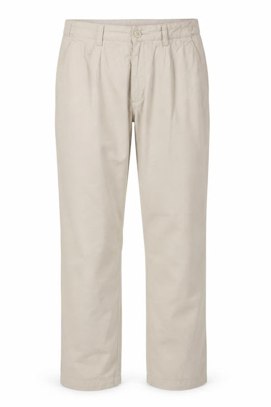 Front view of Maine New England Men’s Beige Cotton Chino Trousers 34L Straight Fit