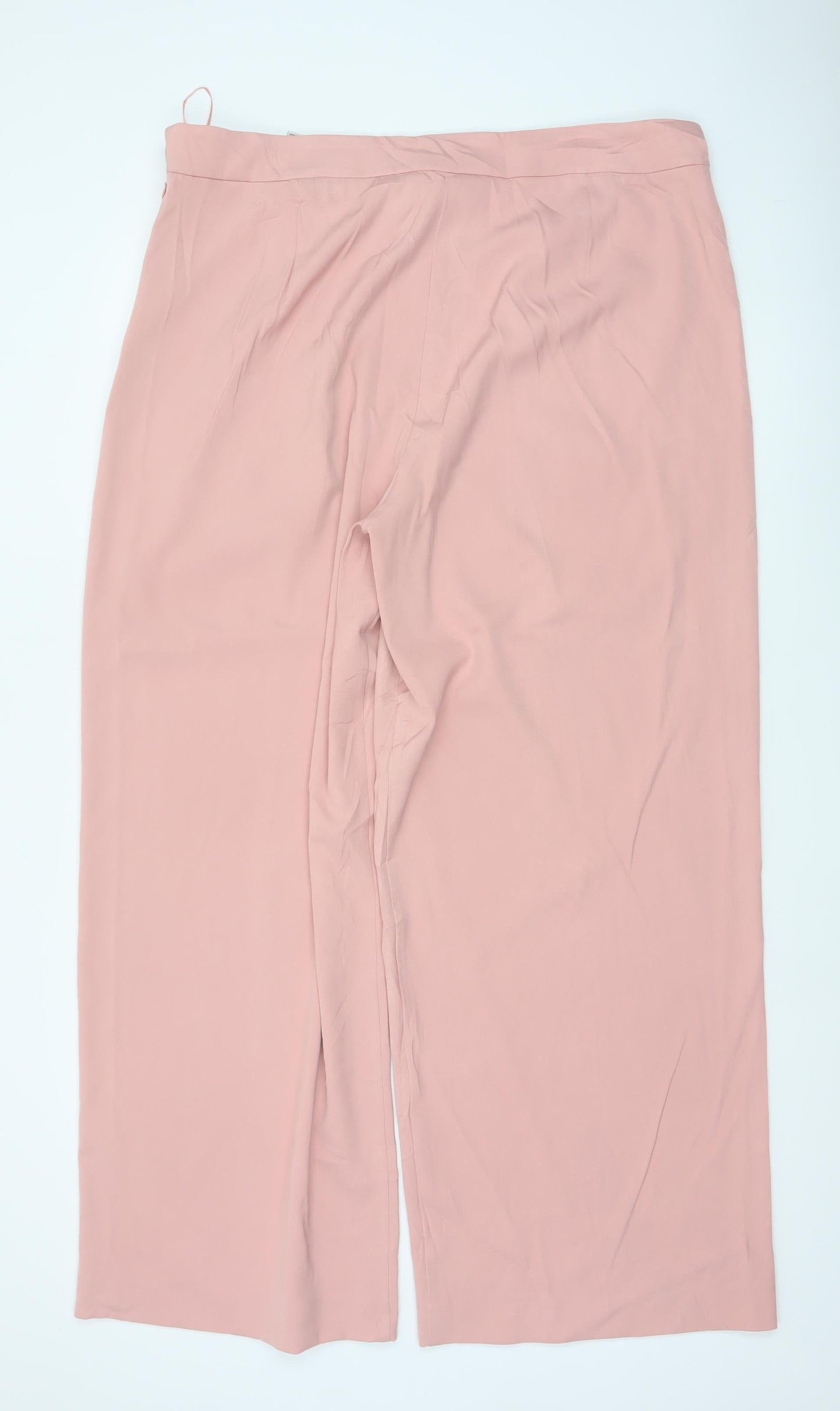 Marks & Spencer Women Pink UK 20 Wide Leg High Rise Trousers