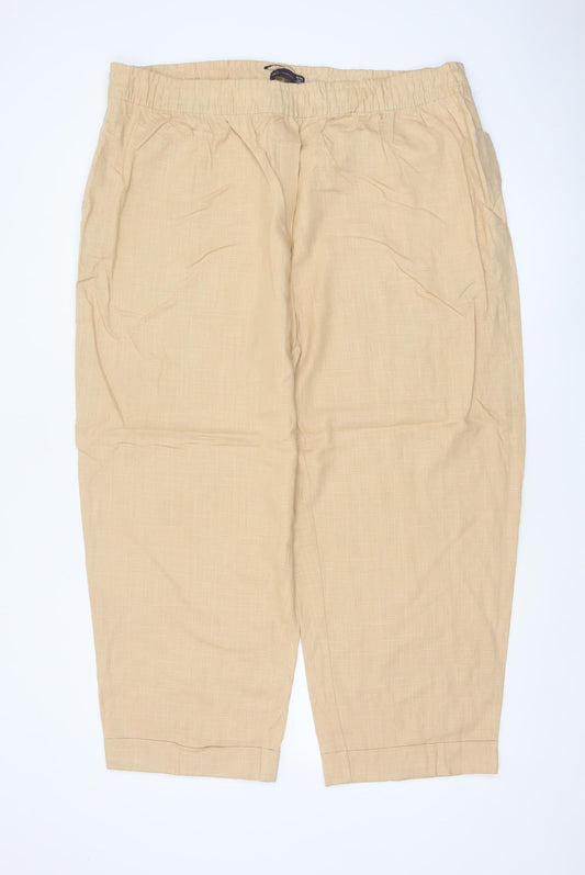 Marks and Spencer Women’s Beige Size 22 Linen Blend Tapered Trousers