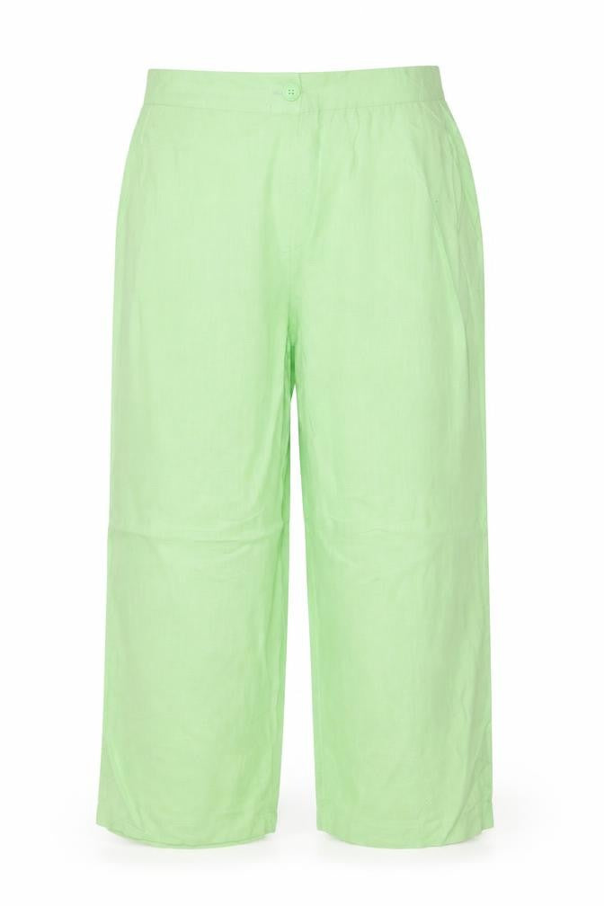 Marks & Spencer Women Green UK 20 High Rise Wide Leg Linen Blend Trousers
