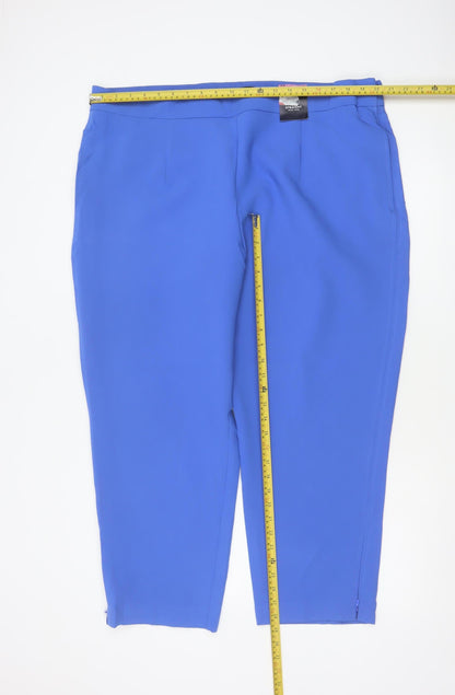 Marks & Spencer Women Blue UK 22 Short High Rise Straight Trousers