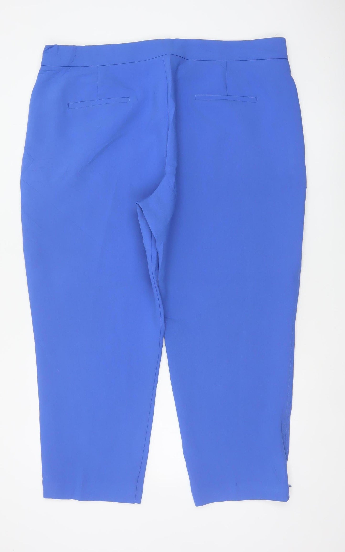 Marks & Spencer Women Blue UK 22 Short High Rise Straight Trousers