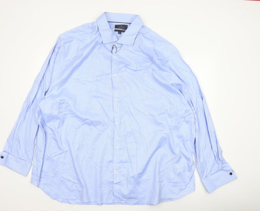 Marks and Spencer Men's Blue 20 Regular Fit Cotton Herringbone Shirt