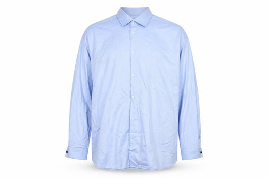 Marks & Spencer Men's Blue 20 Regular Fit Cotton Herringbone Shirt
