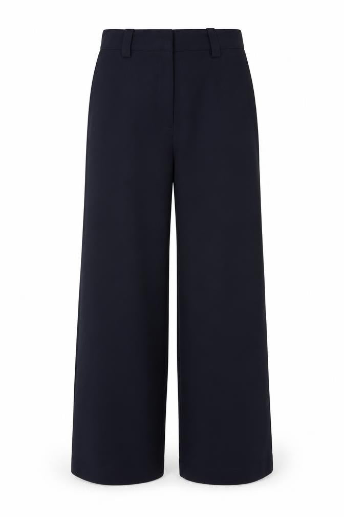 Marks & Spencer Women Blue UK 12 Long Wide Leg High Rise Trousers