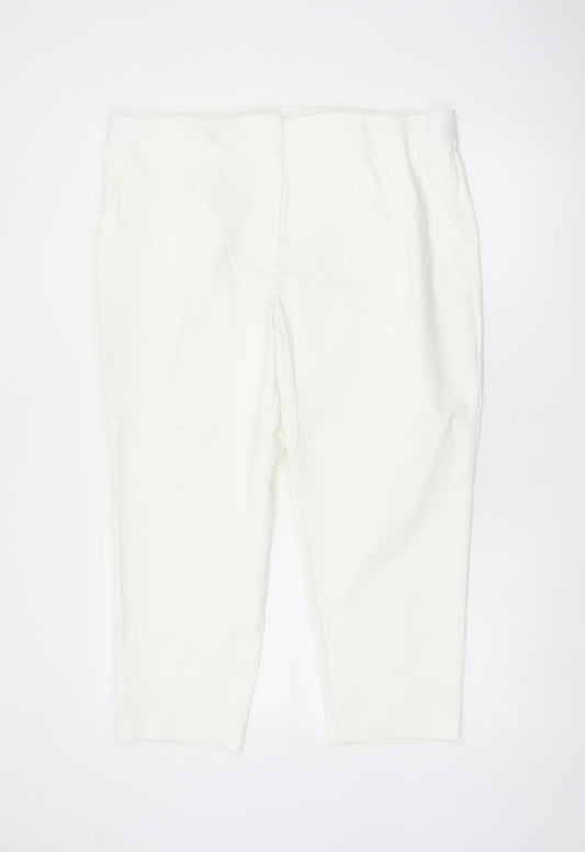 Marks & Spencer Women Ivory UK 20 Short Tapered Chino Trousers