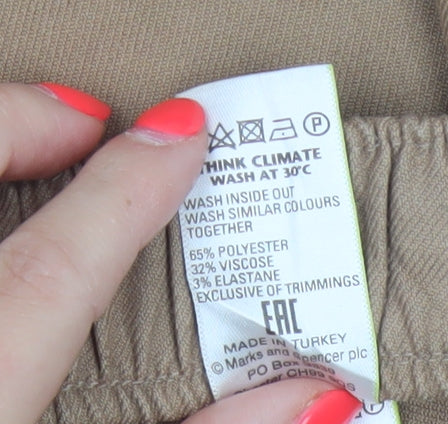 Marks & Spencer Women's Camel UK 10 Tapered Drawstring Jogger Trousers