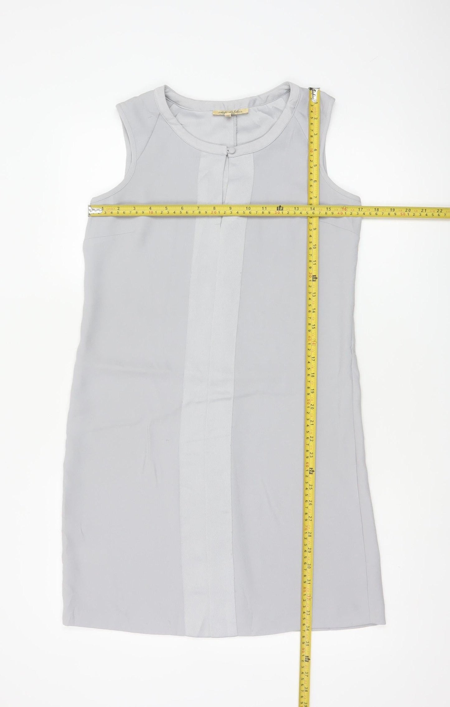 Next Petites Women Grey UK 8 Sleeveless Tunic Blouse Round Neck