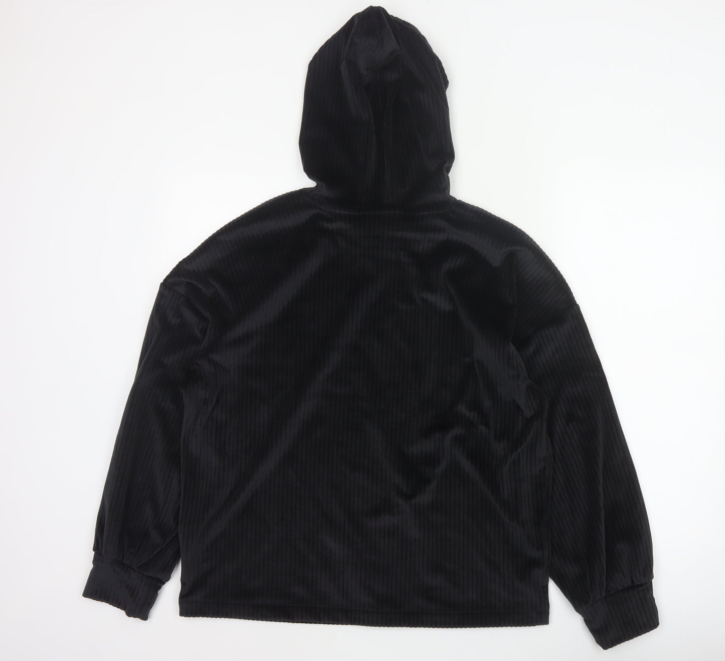 Marks and Spencer Women Black L Hooded Ribbed Velour Pyjama Lounge Top