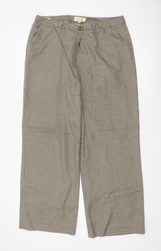 Viyella Women’s Beige Herringbone Tweed Trousers UK 16 Wool Blend