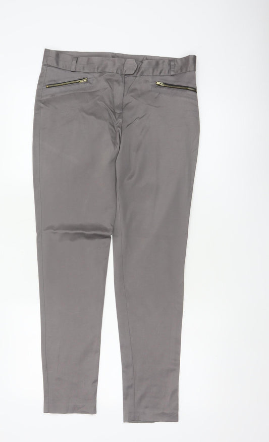Dorothy Perkins Women Grey UK 12 Tapered Trousers Zip Pockets